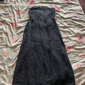 Theory Black Strapless Midi Dress